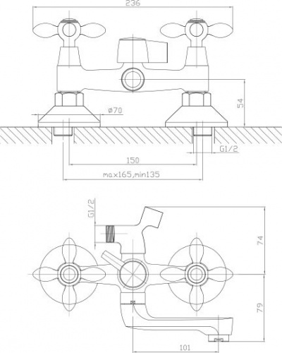 Смеситель для ванны Agger Retro A1921200 купить по всей России