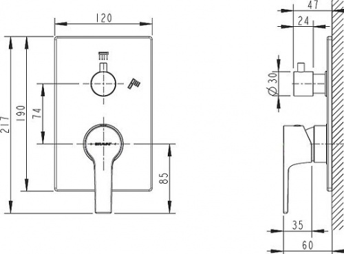 Смеситель для душа Bravat Prolate P69219CP-2-ENG купить по всей России
