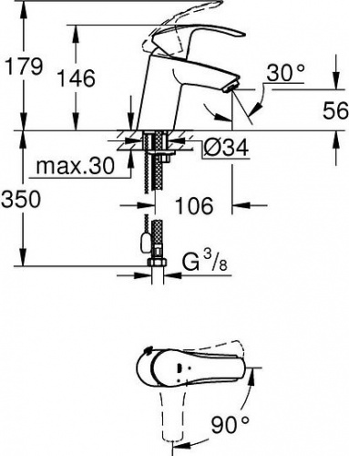 Смеситель для раковины Grohe Eurosmart New 23372002 купить по всей России