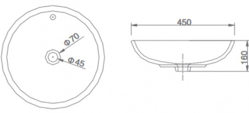 Раковина накладная SSWW CL3158 45x45 интернет магазина сантехники Акванота