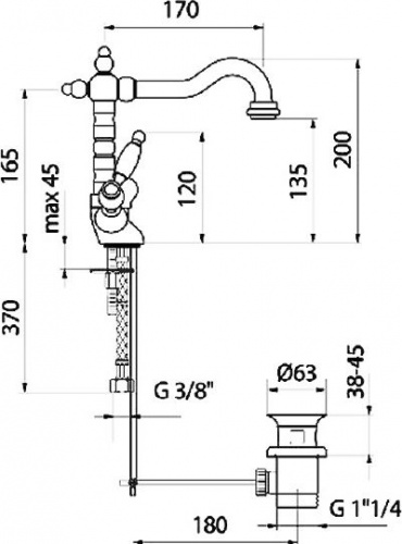 Смеситель для раковины Webert Alexandra AL700302010 золото купить по всей России