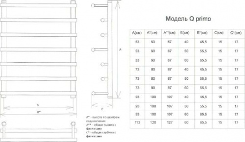 Полотенцесушитель водяной Двин Q primo 100/50 1" - 3/4" - 1/2" с доставкой по Москве