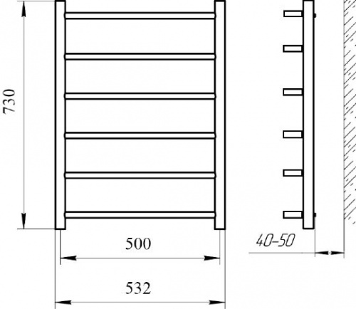 Полотенцесушитель водяной Tera Ребро 50x80 с доставкой по Москве
