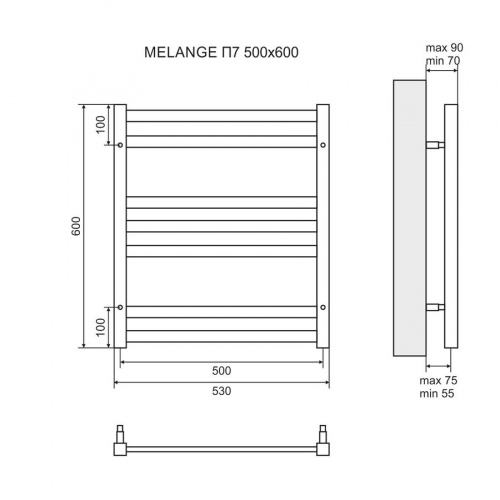 Полотенцесушитель Lemark Melange П7 LM49607W 500x600, водяной белый с доставкой по Москве