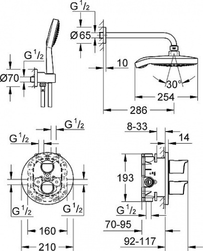 Душевой комплект Grohe Grohtherm 2000 34283001, Душевые панели, Душевые системы, Душевые стойки, Гарнитуры, лейки, тропический душ в Москве Тел.: +7 (968) 040-40-82