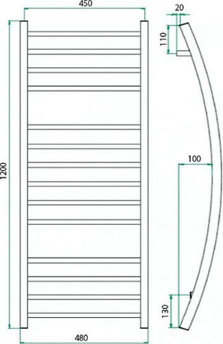 Полотенцесушитель водяной Grota Primo 48x120 с доставкой по Москве