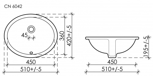 Раковина встраиваемая Ceramica Nova Element CN6042 51x42x19,5 интернет магазина сантехники Акванота