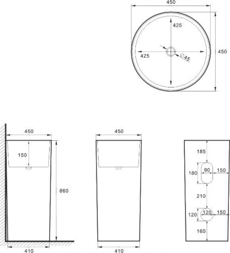 Раковина напольная SantiLine SL-4014MB черная матовая интернет магазина сантехники Акванота