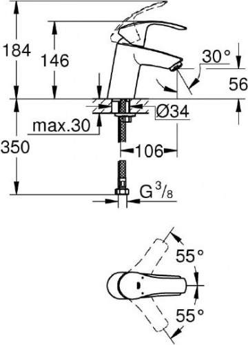 Смеситель для раковины Grohe Eurosmart New 32467002 купить по всей России