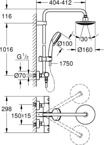 Душевая стойка Grohe Tempesta New 27922000, Душевые панели, Душевые системы, Стойки, Гарнитуры, лейки, тропический душ в Москве Тел.: +7 (968) 040-40-82