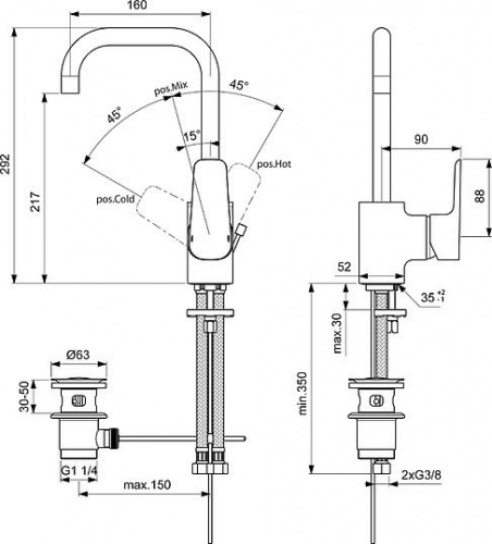 Смеситель для раковины Ideal Standard Ceraplan III B0706AA купить по всей России