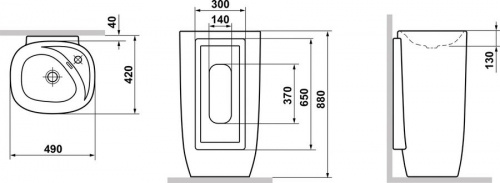 Раковина напольная Laguraty 2180W 49x46x88 см интернет магазина сантехники Акванота