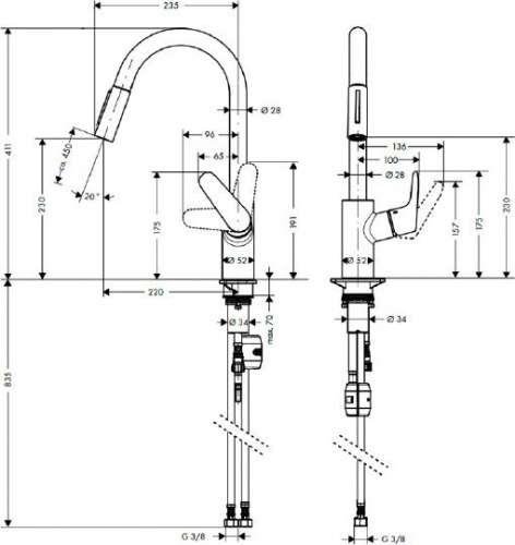 Смеситель для кухни Hansgrohe Focus 31815800 купить по всей России