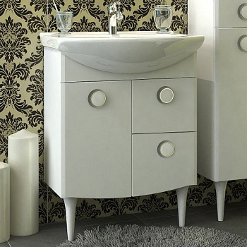 Тумба с раковиной Triton Лира 65 R, 1 дверь, 2 ящика, белая