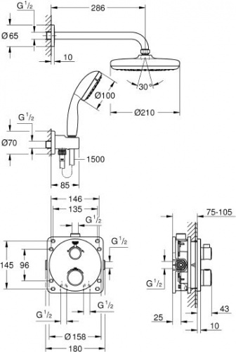 Душевой комплект Grohe Precision Trend 34733002, Душевые панели, Душевые системы, Душевые стойки, Гарнитуры, лейки, тропический душ в Москве Тел.: +7 (968) 040-40-82