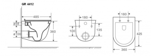 Унитаз подвесной Grossman GR-4412MS матовый slim безободковый микролифт в интернет магазине сантехники Акванота в Москве Тел.: +7 (968) 040-40-82