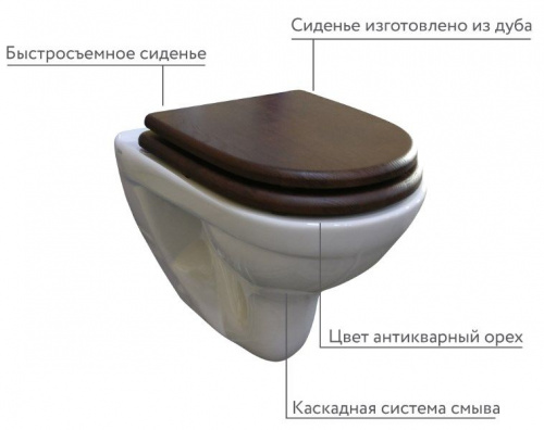 Унитаз подвесной Della Glance OAK DE811590038 металл в интернет магазине сантехники Акванота в Москве Тел.: +7 (968) 040-40-82