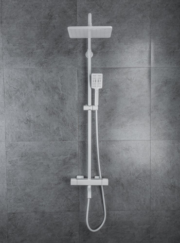 Душевая стойка Gappo G91 G2491-8 термостат, белая, Душевые панели, Душевые системы, Стойки, Гарнитуры, лейки, тропический душ в Москве Тел.: +7 (968) 040-40-82