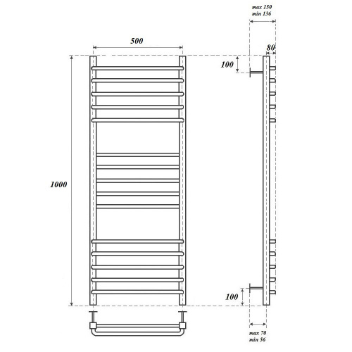 Полотенцесушитель водяной Point Омега PN90150S П15 500x1000 хром с доставкой по Москве