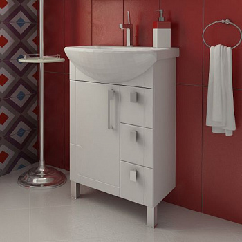 Тумба с раковиной Triton Диана 55 R, 3 ящика, белая
