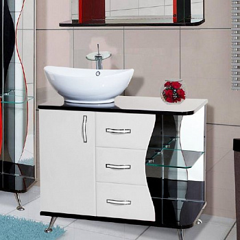 Тумба с раковиной Bellezza Рио 90 L черно-белая