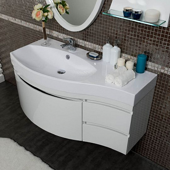 Тумба с раковиной Aquanet Опера 1-115  белая с ящиком L