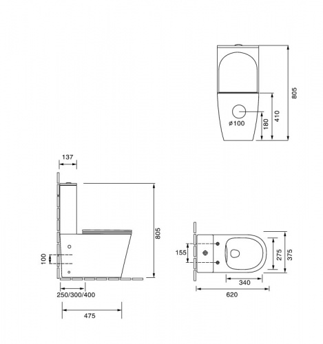Унитаз-компакт напольный SantiLine SL-5014MG черный матовый в интернет магазине сантехники Акванота в Москве Тел.: +7 (968) 040-40-82