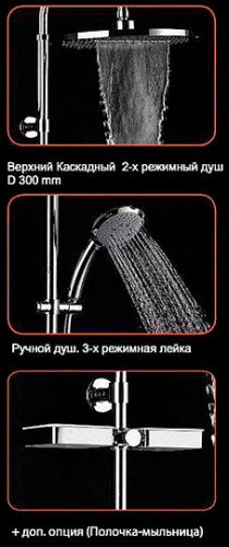 Душевая стойка Valentin Elle&Lui Opium Waterfall, Душевые панели, Душевые системы, Стойки, Гарнитуры, лейки, тропический душ в Москве Тел.: +7 (968) 040-40-82