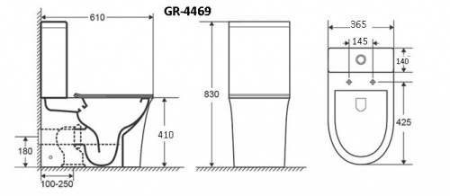 Унитаз напольный Grossman Galaxy GR-4469S 61x36,5x83 безободковый в интернет магазине сантехники Акванота в Москве Тел.: +7 (968) 040-40-82