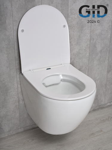Подвесной безободковый унитаз Gid TR2198 белый с сиденьем микролифт в интернет магазине сантехники Акванота в Москве Тел.: +7 (968) 040-40-82