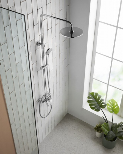 Душевая стойка Bravat Rhein F6429564CP-A-ENG, Душевые панели, Душевые системы, Стойки, Гарнитуры, лейки, тропический душ в Москве Тел.: +7 (968) 040-40-82