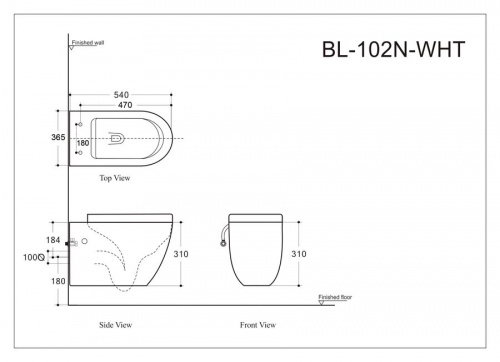 Унитаз подвесной Aquanet Rimless Cetus-W BL-102N-WHT в интернет магазине сантехники Акванота в Москве Тел.: +7 (968) 040-40-82