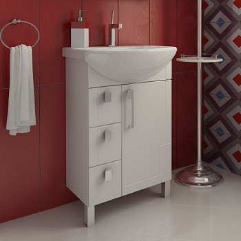 Тумба с раковиной Triton Диана 55 L, 3 ящика, белая
