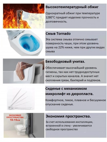 Унитаз подвесной Ceruttispa Luigi Aria CT11101 Tornado безободковый, глянцевый белый 49x37x37 в интернет магазине сантехники Акванота в Москве Тел.: +7 (968) 040-40-82