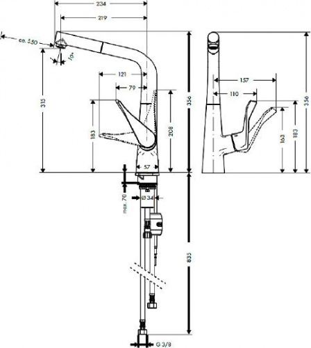 Смеситель для кухни Hansgrohe Metris 14821000 купить по всей России