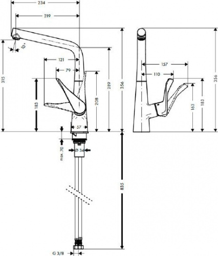 Смеситель для кухни Hansgrohe Metris 14822000 купить по всей России