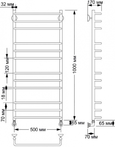 Полотенцесушитель водяной Secado Мерида 3 50x100 с доставкой по Москве