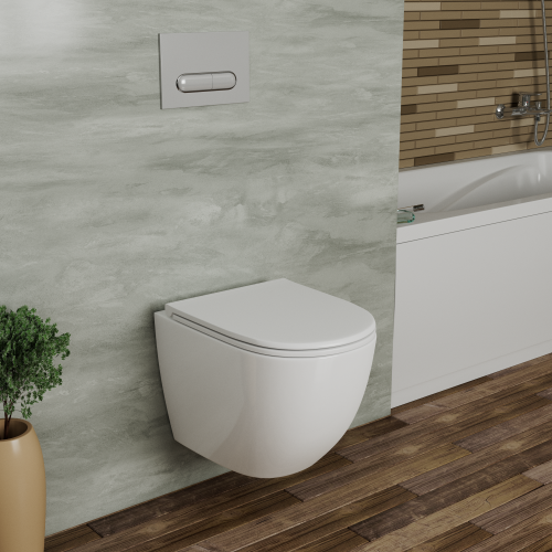 Унитаз подвесной D&K Matrix DT1396516 49x37x36 безободковый белый в интернет магазине сантехники Акванота в Москве Тел.: +7 (968) 040-40-82