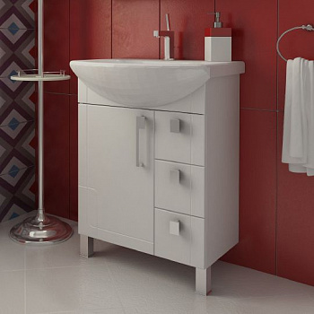 Тумба с раковиной Triton Диана 65 R, 3 ящика, белая