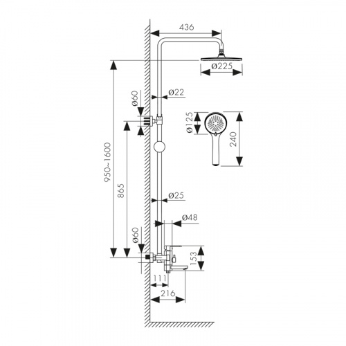 Душевая стойка Kaiser SX-2060-1 Chrome, Душевые панели, Душевые системы, Стойки, Гарнитуры, лейки, тропический душ в Москве Тел.: +7 (968) 040-40-82