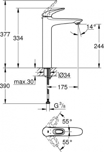 Смеситель для раковины Grohe Eurostyle New 23570003 купить по всей России