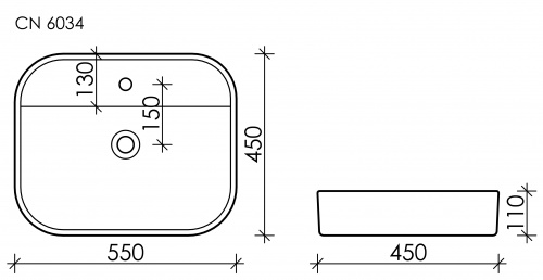 Раковина накладная Ceramica Nova Element CN6034 55x45x11 интернет магазина сантехники Акванота