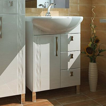 Тумба с раковиной Triton Кристи 60 R, 3 ящика, белая