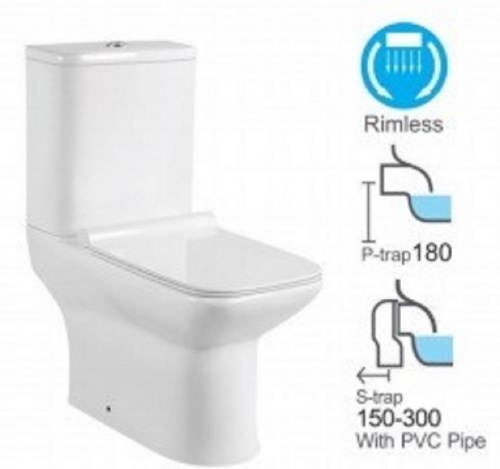 Унитаз компакт CeramaLux WK-9125 безободковый, микролифт, белый в интернет магазине сантехники Акванота в Москве Тел.: +7 (968) 040-40-82
