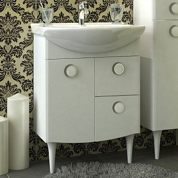 Тумба с раковиной Triton Лира 60 R, 1 дверь, 2 ящика, белая