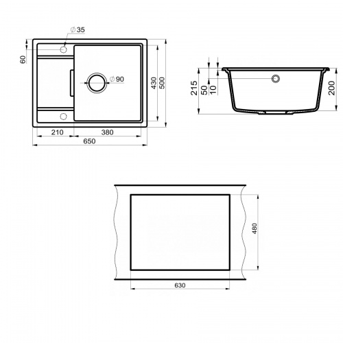 Мойка кухонная Point Стил 65 PN3009B черная
