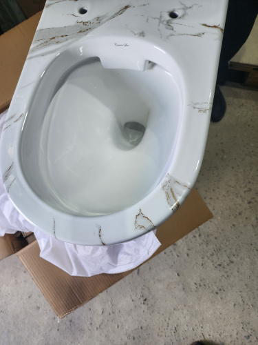 Подвесной унитаз CeramaLux 2213-K безободковый, микролифт, белый мрамор в интернет магазине сантехники Акванота в Москве Тел.: +7 (968) 040-40-82