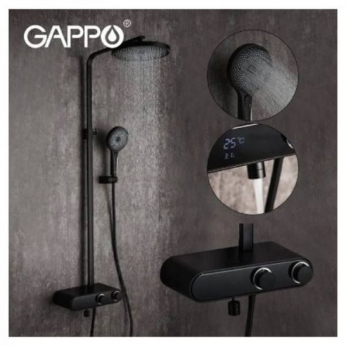 Душевая система Gappo G2495-2 черный, Душевые панели, Душевые системы, Стойки, Гарнитуры, лейки, тропический душ в Москве Тел.: +7 (968) 040-40-82